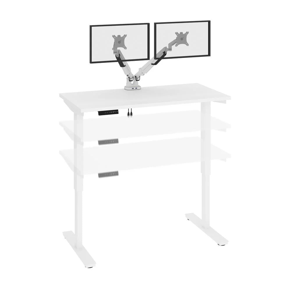 White Electric Standing Desk with Monitor Arms B612620