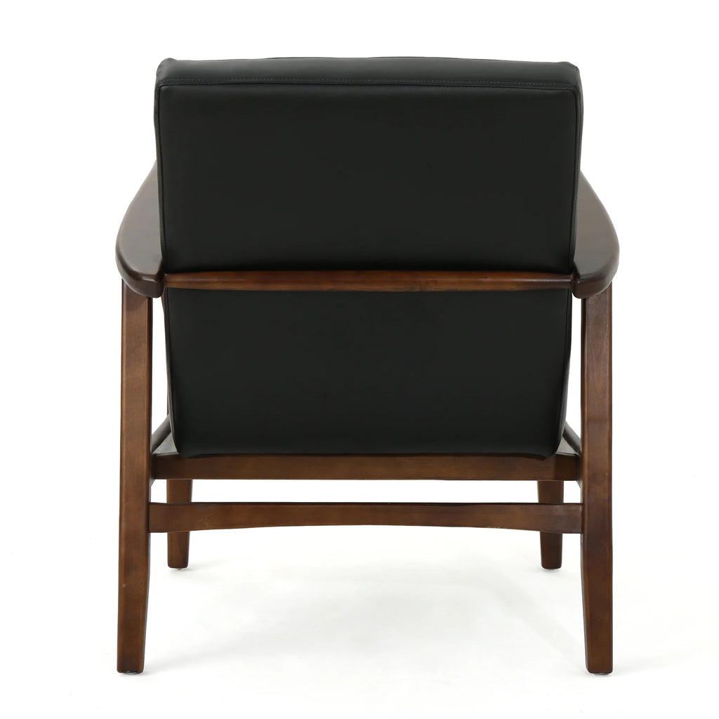 Mid Century Modern Faux Leather Club Chair with Wood Frame I936