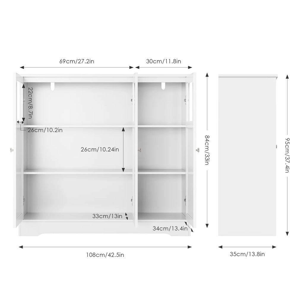 White 3 Glass Door Accent Cabinet I8867