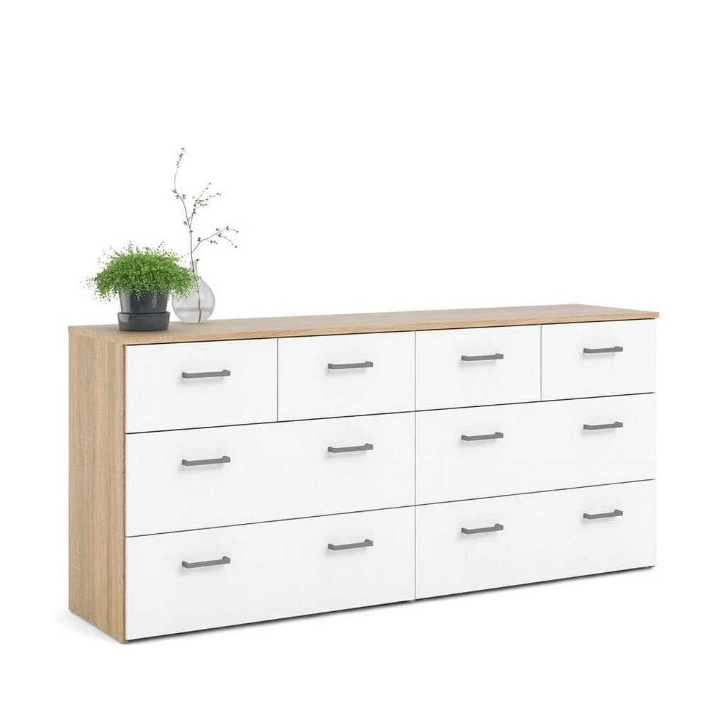 Oak Structure White 8 Drawer Double Dresser Q76413