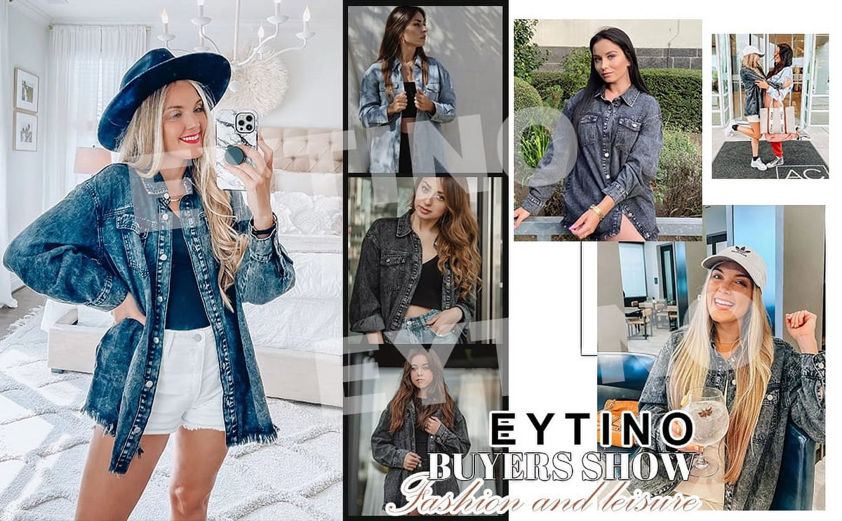 Sky Blue Long Sleeve Loose Denim Jacket R66153