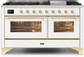 White Dual Fuel Natural Gas Range with Brass Trim Q662425
