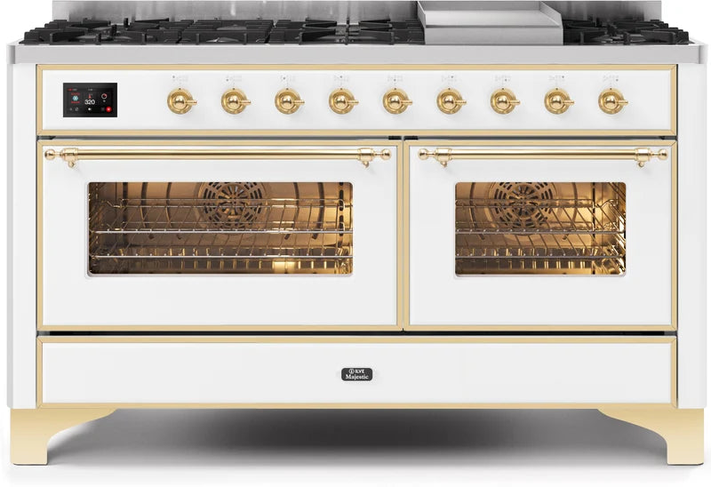 White Dual Fuel Natural Gas Range with Brass Trim Q662425