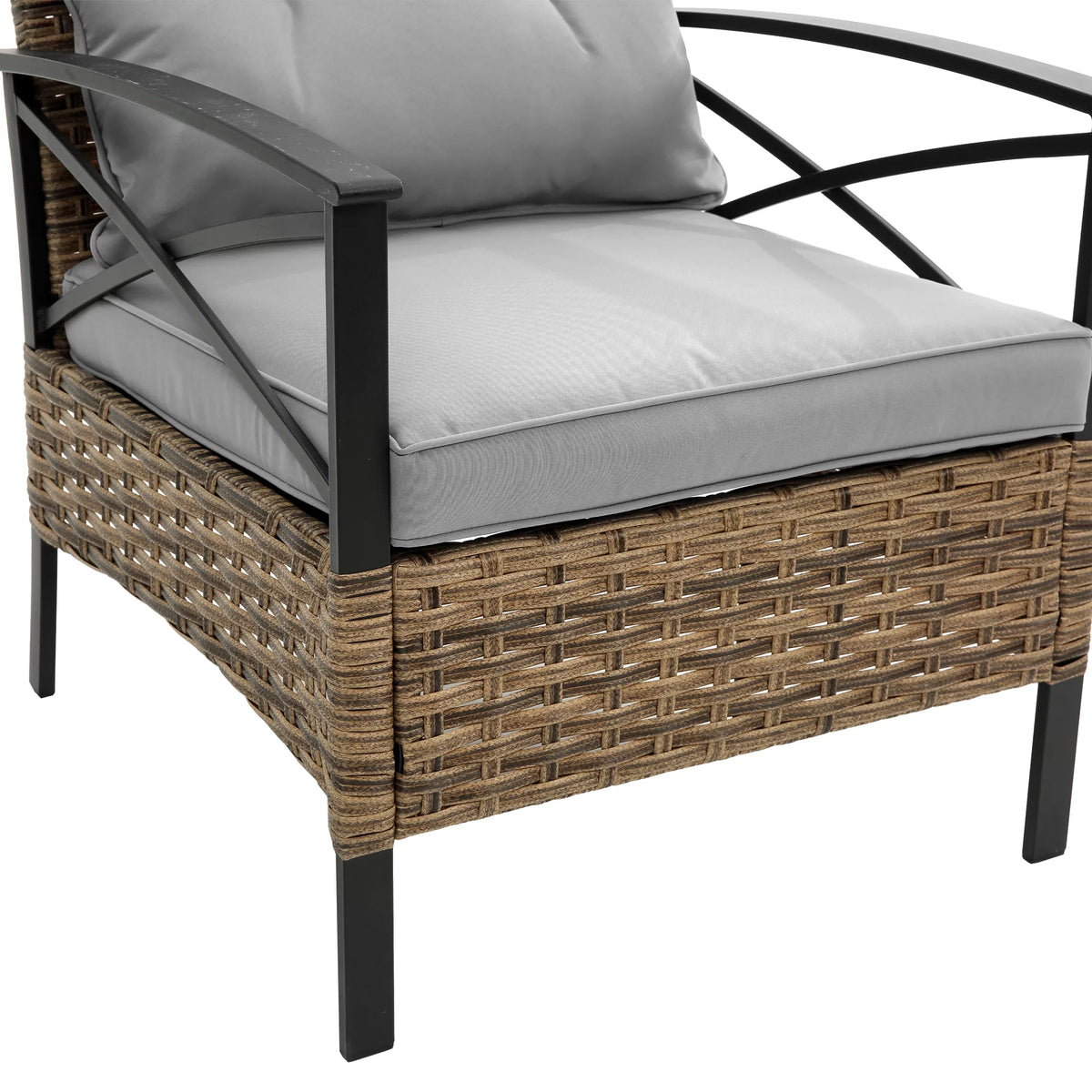 4 Piece Grey Wicker Sofa Set with Cushions G6364