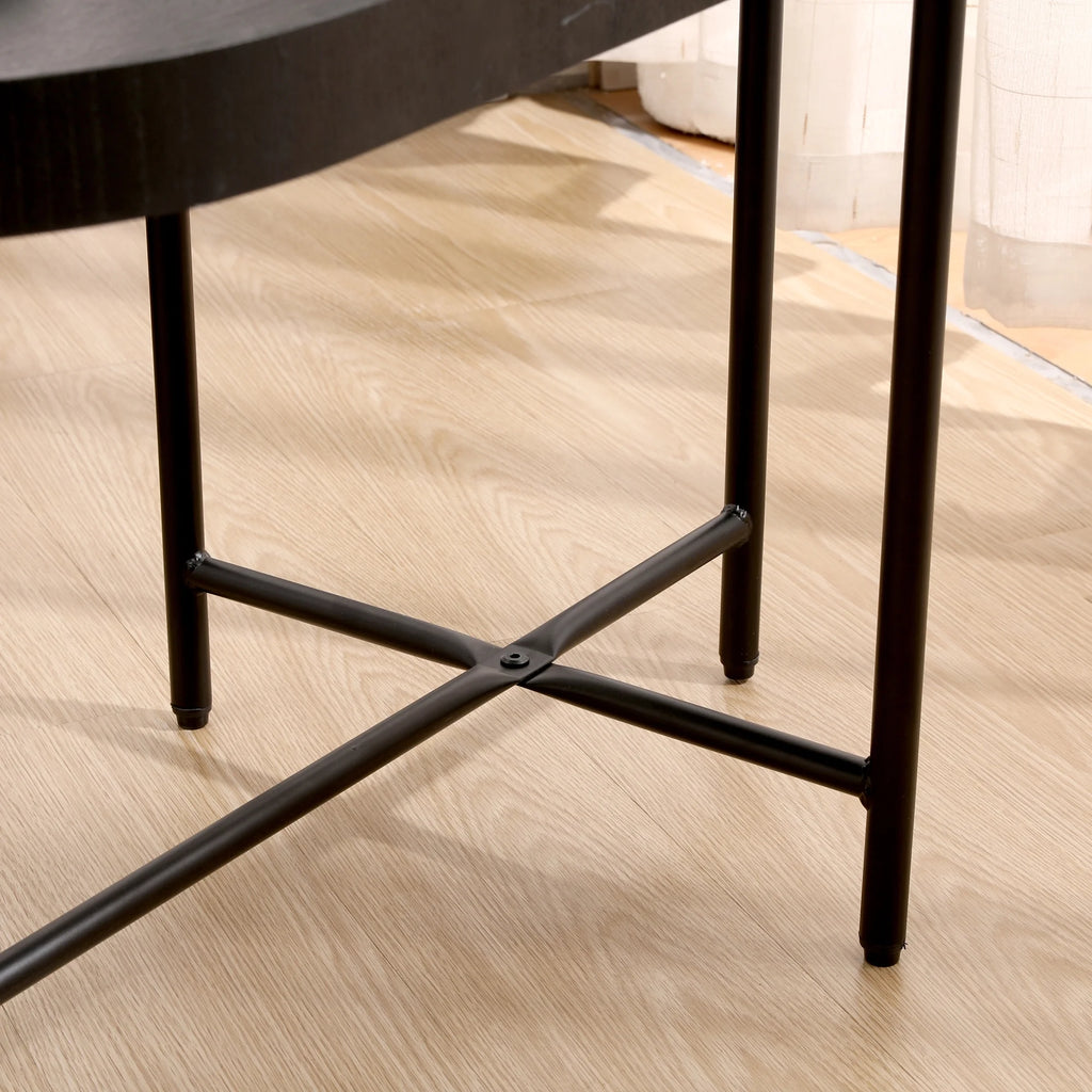 Black 2-Tier Side Table with Storage C935979