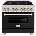 36 4.6 cu. ft. Dual Fuel Range with Black Matte Door and Gold Accents N7375