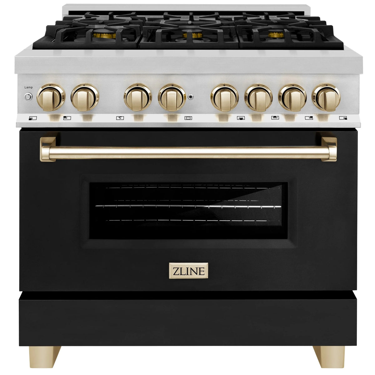 36 4.6 cu. ft. Dual Fuel Range with Black Matte Door and Gold Accents N7375