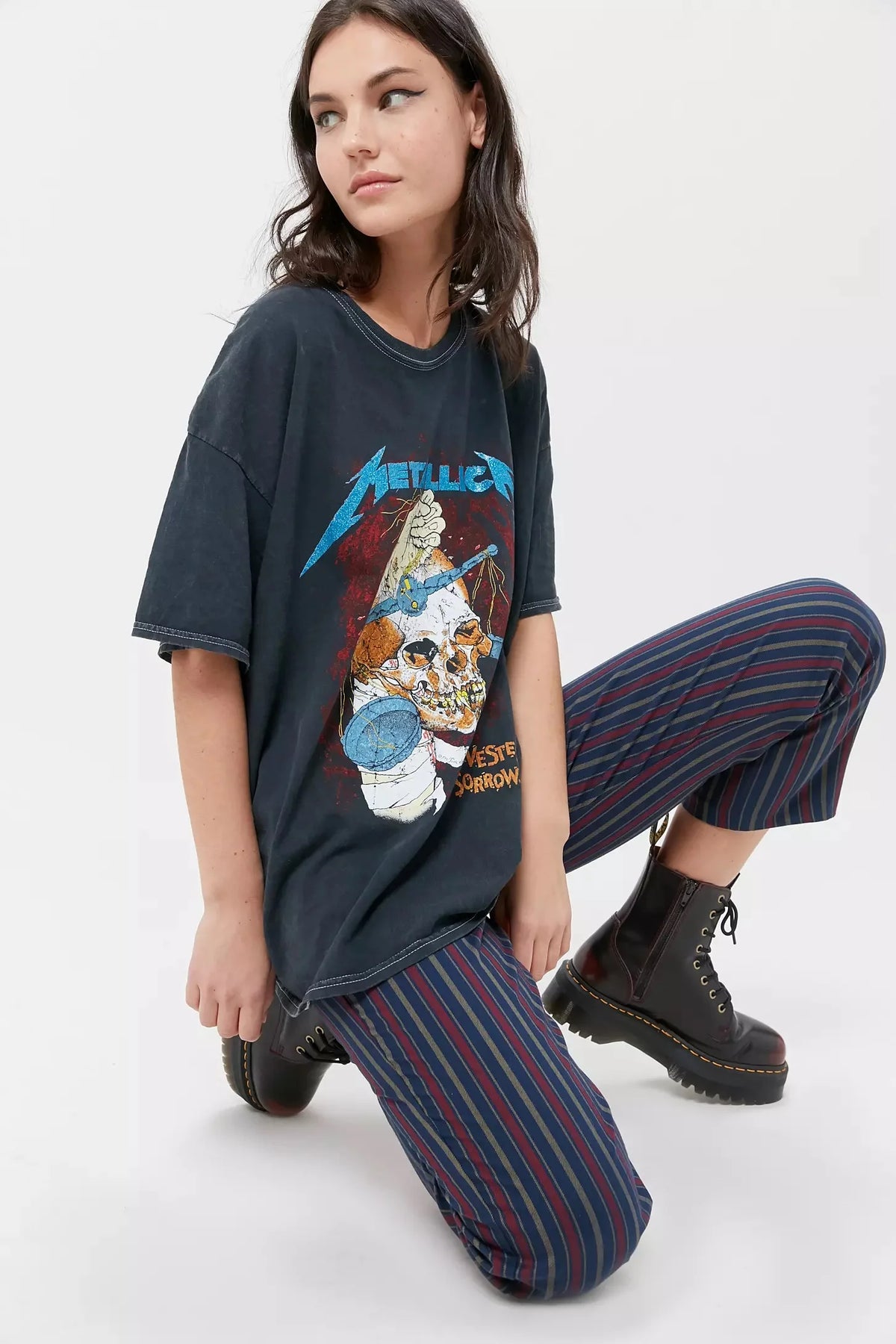 Metallica 1988 Tour Glitter Oversized Fit Tee T-Shirt T146223
