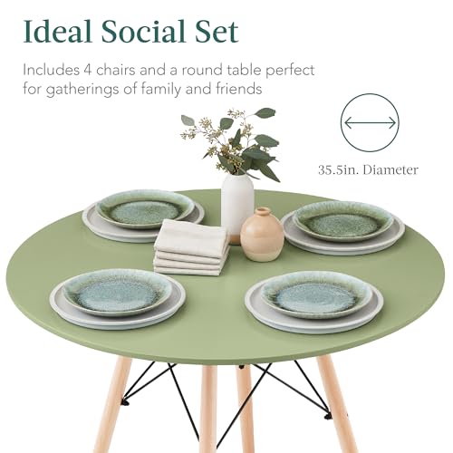 5-Piece Dining Set with 4 Chairs, Plastic Seats, Wooden Legs, Metal Frame H545114