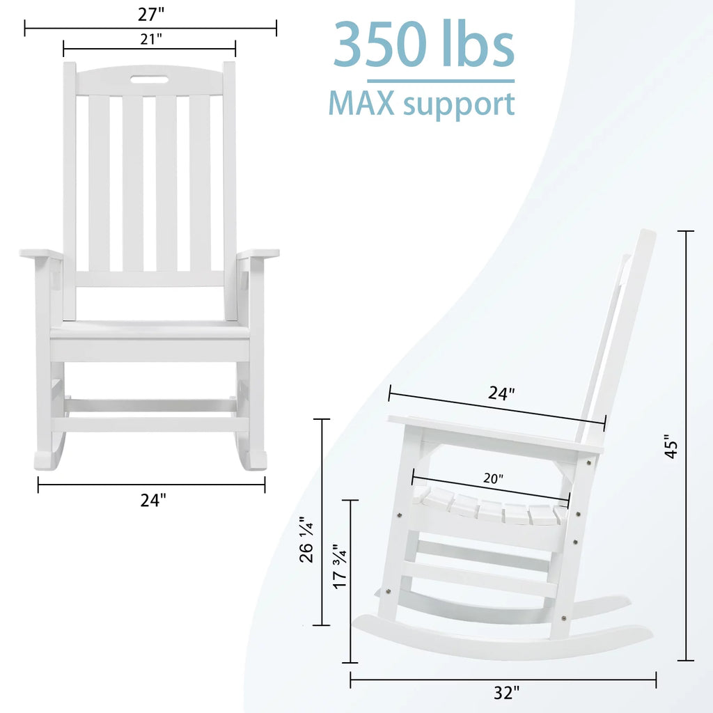 White Poly Lumber Rocking Chair with High Back O859