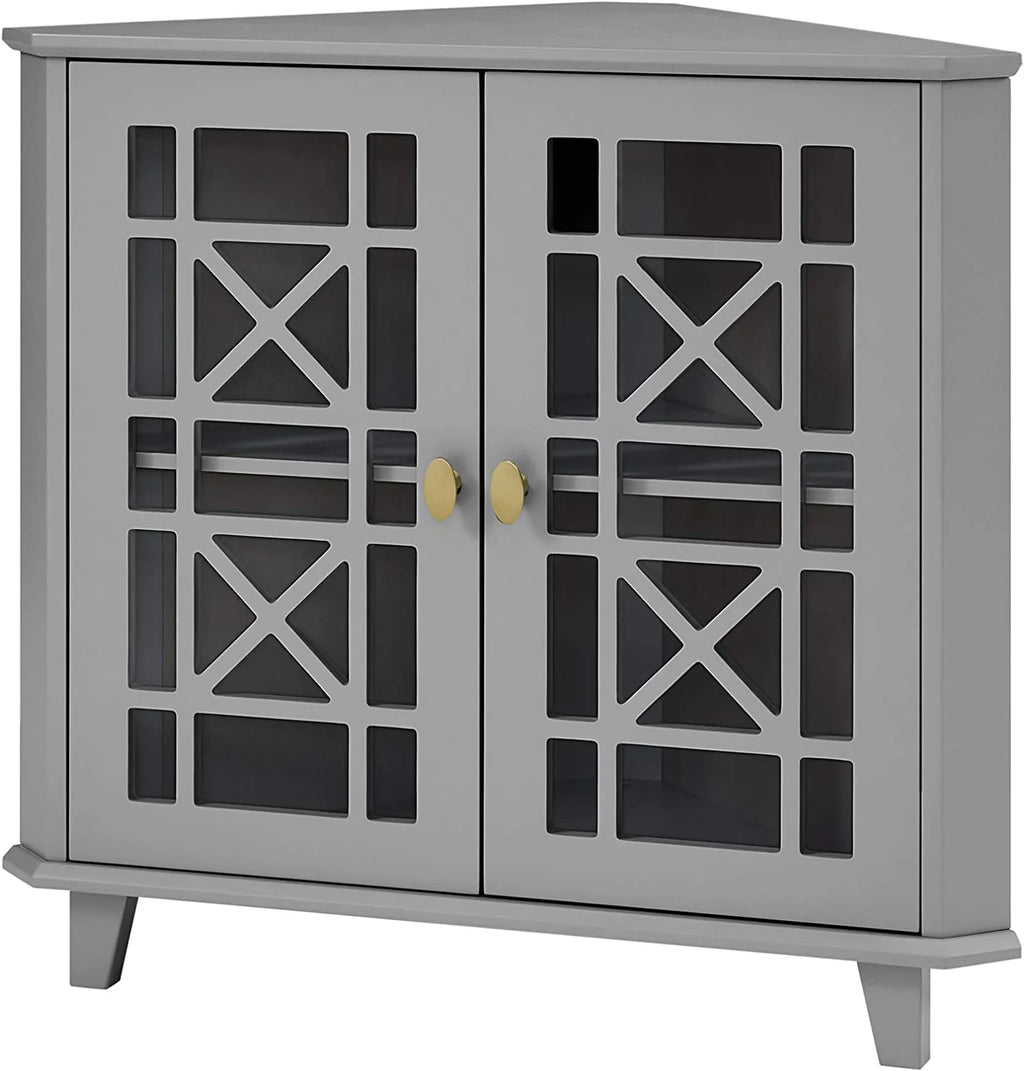 2 Door Corner Accent Table 32 Inch Grey N988