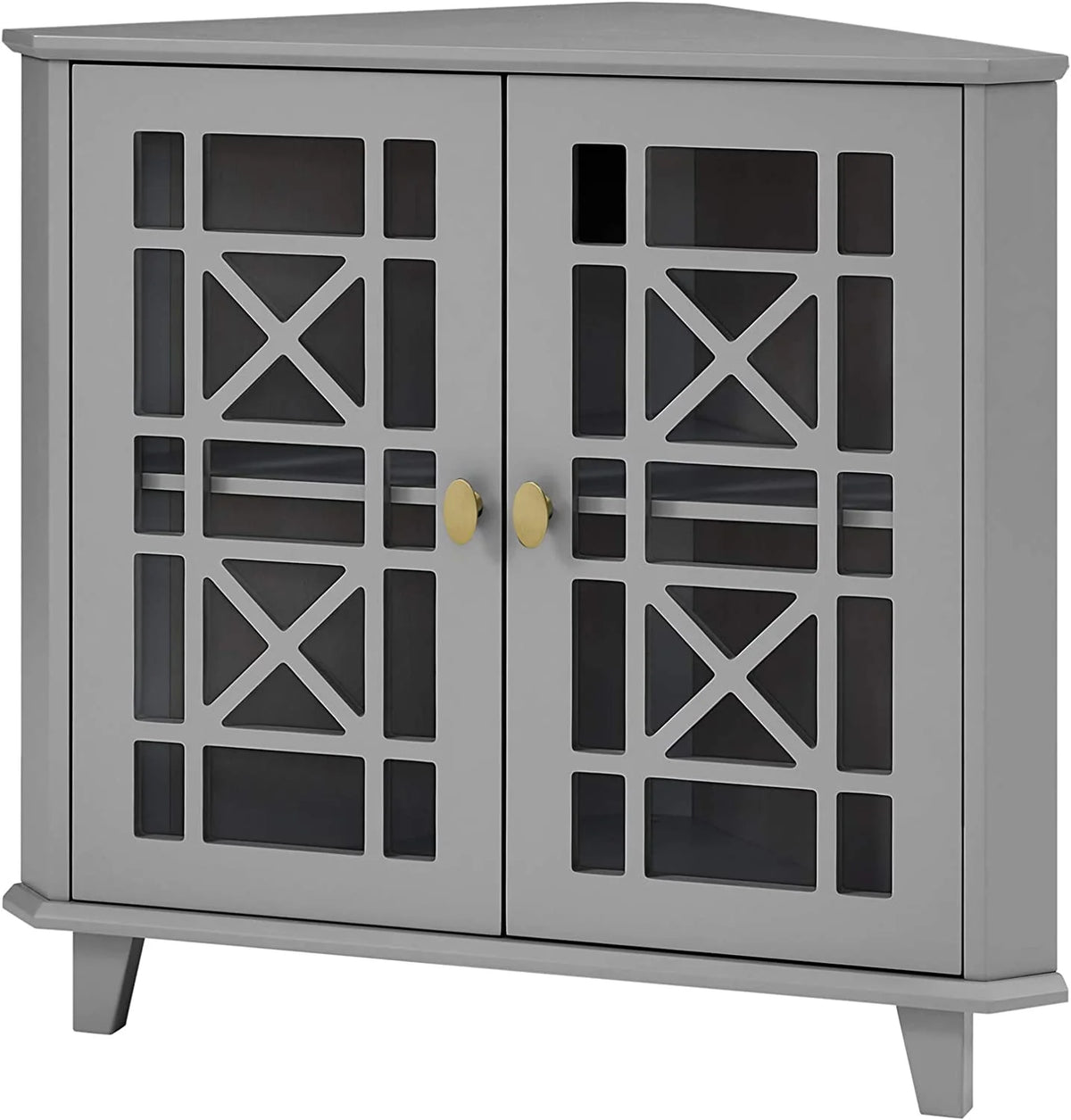 2 Door Corner Accent Table 32 Inch Grey N988