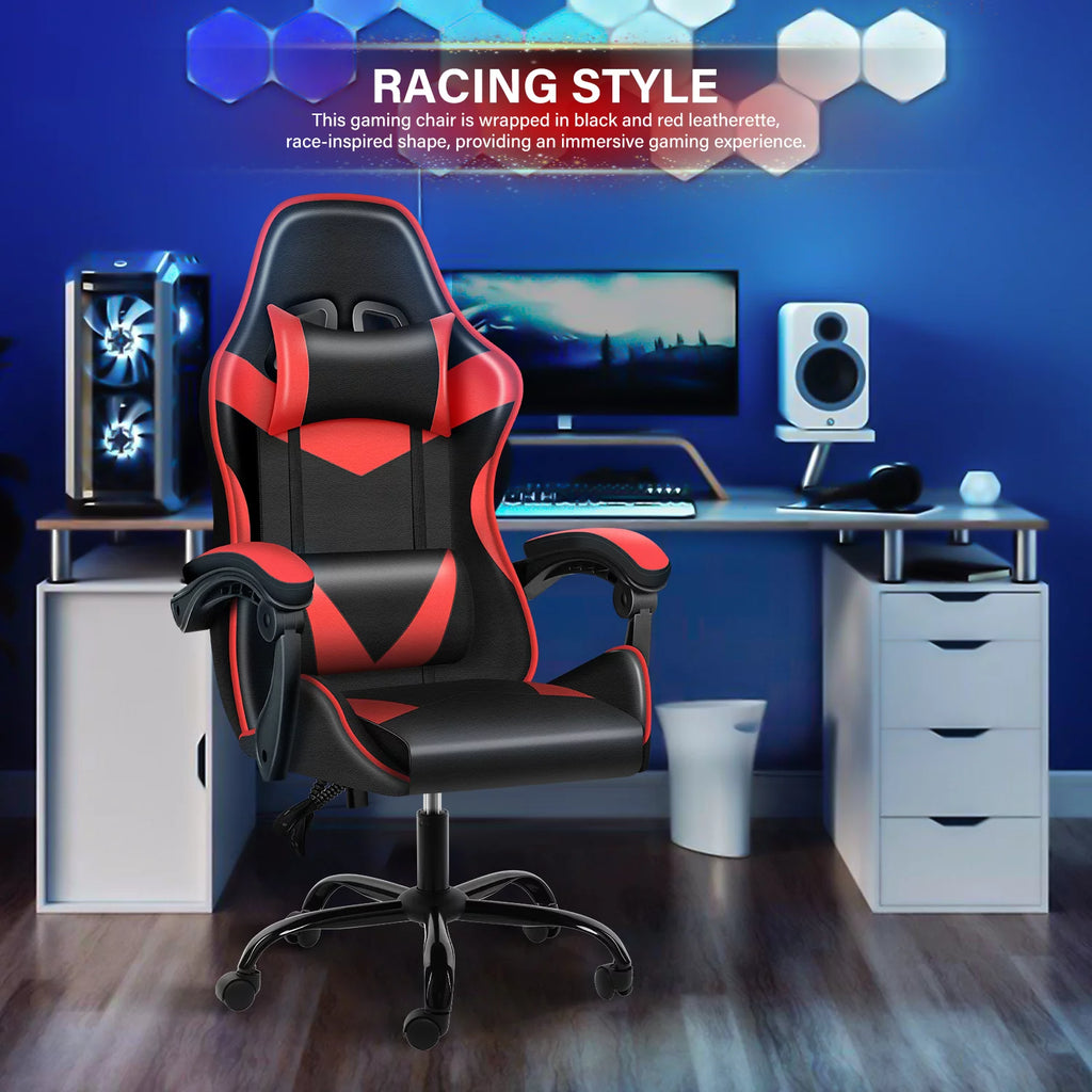 Black Red Ergonomic Adjustable Swivel Gaming Chair U45266