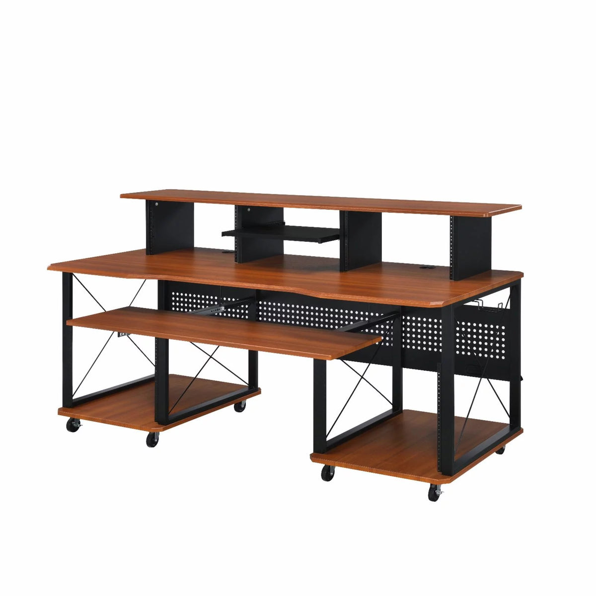 Black Music Desk with Shelves B4124