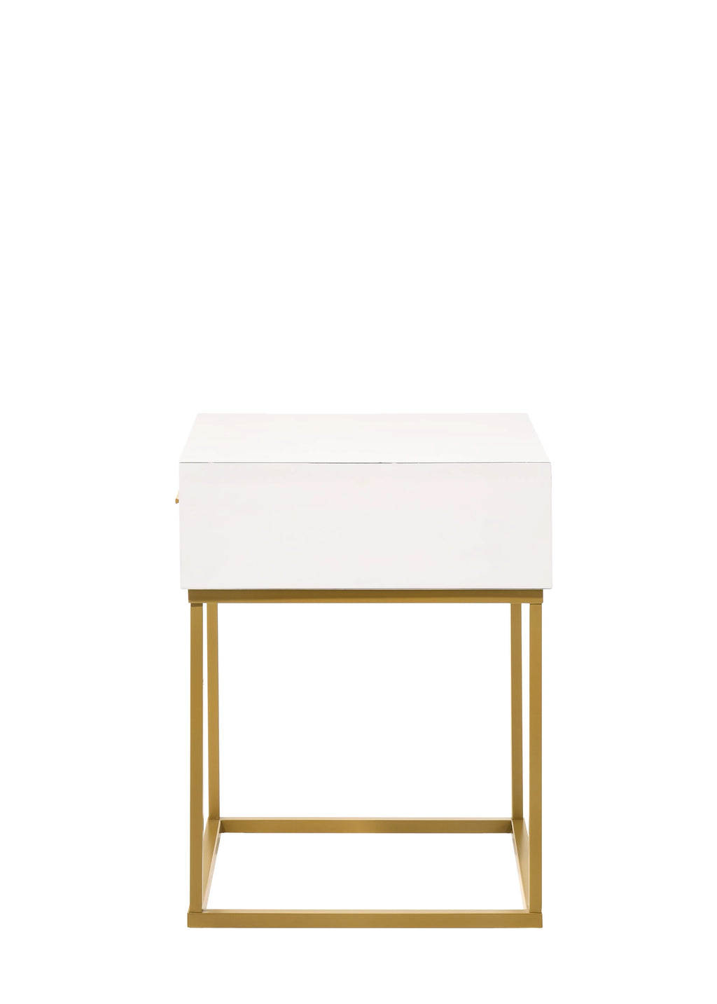 White 1-Drawer Nightstand with Gold Metal Legs M39367