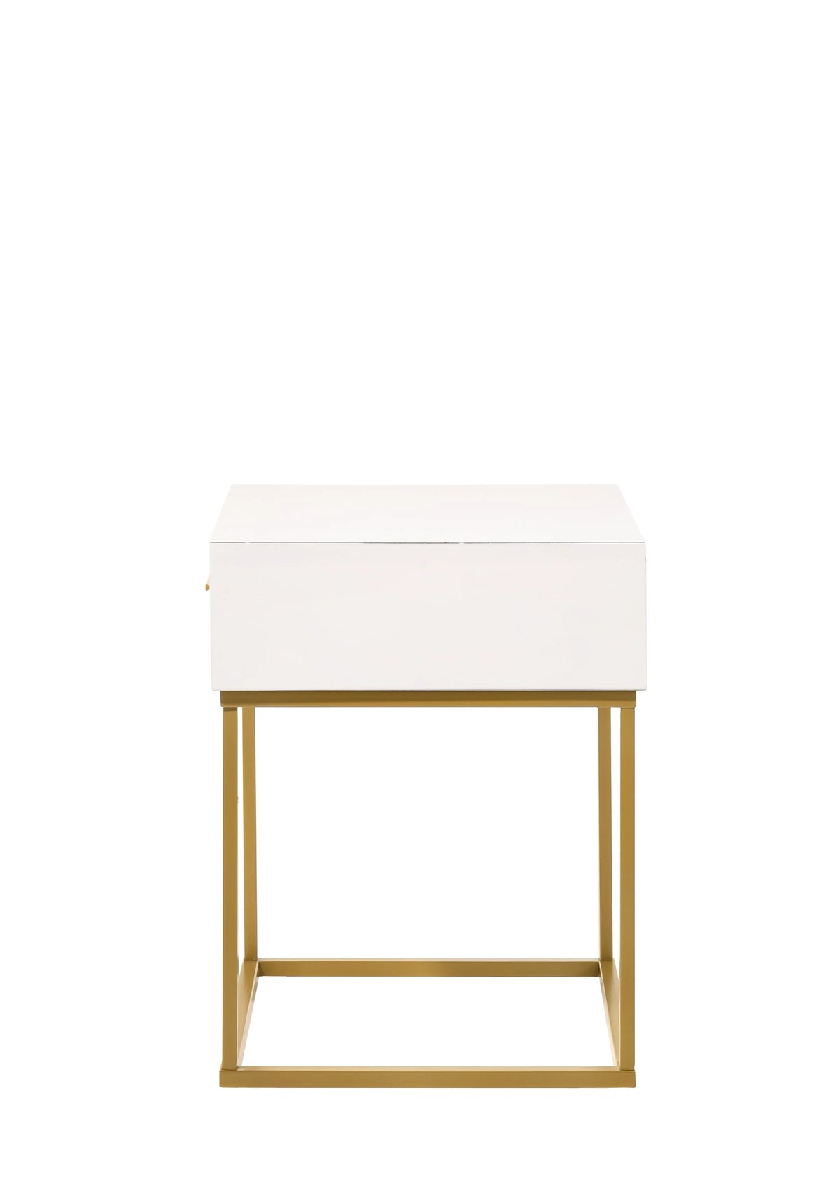 White 1-Drawer Nightstand with Gold Metal Legs M39367