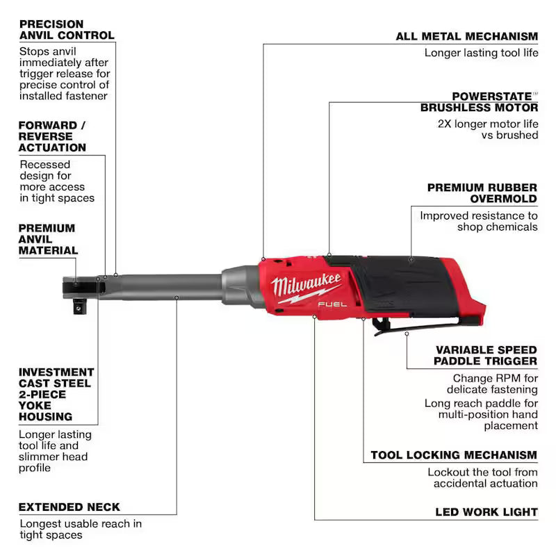 12V Lithium-Ion Brushless Cordless 3/8 in. Extended Reach High Speed Ratchet D234