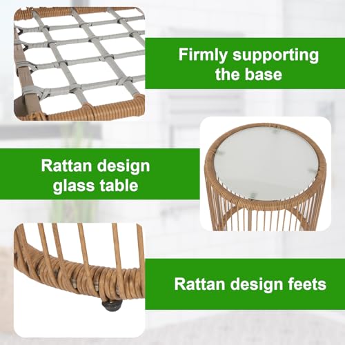3-Piece Wicker Patio Bistro Set with 2 Chairs Coffee Table Cushions N64467