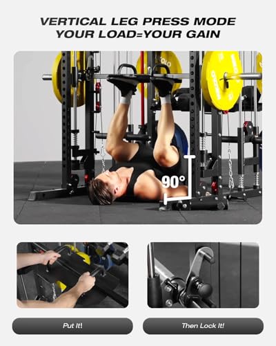 Smith Machine Power Cage with Dual Pulley System and Leg Press Attachment G3986