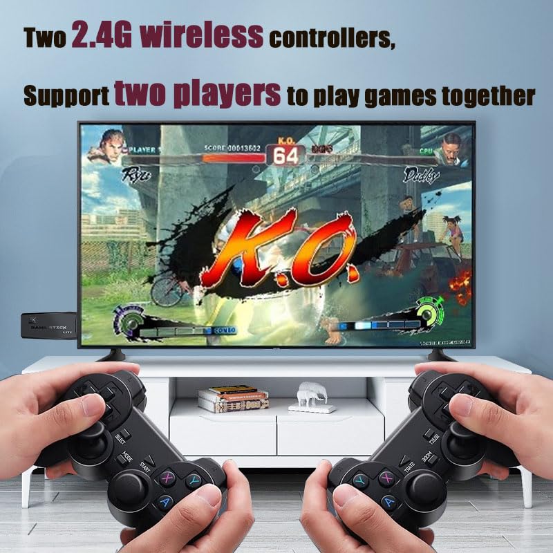 Wireless Retro Game Console with Built in Games, 4K HDMI Output, 9 Emulators, Dual 2.4G Wireless Controllers O865