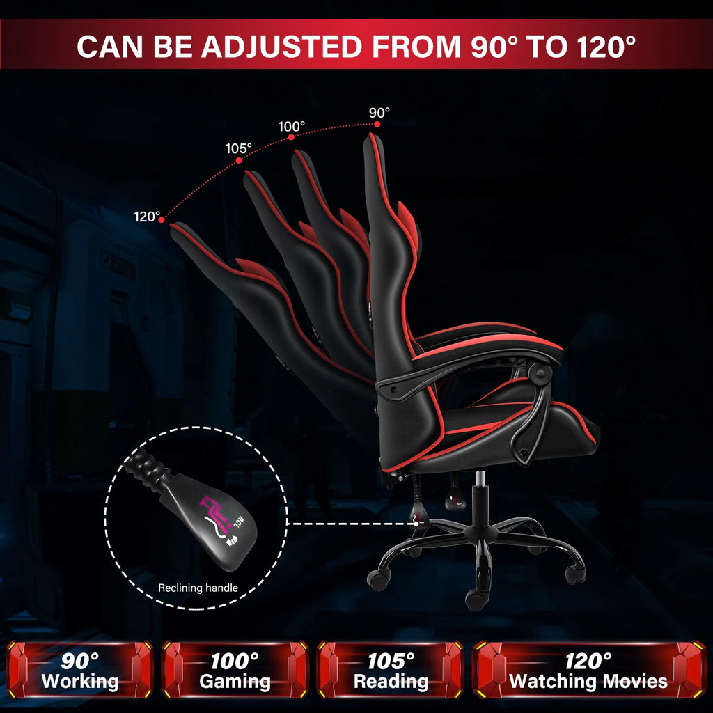 Black Red Ergonomic Adjustable Swivel Gaming Chair U45266