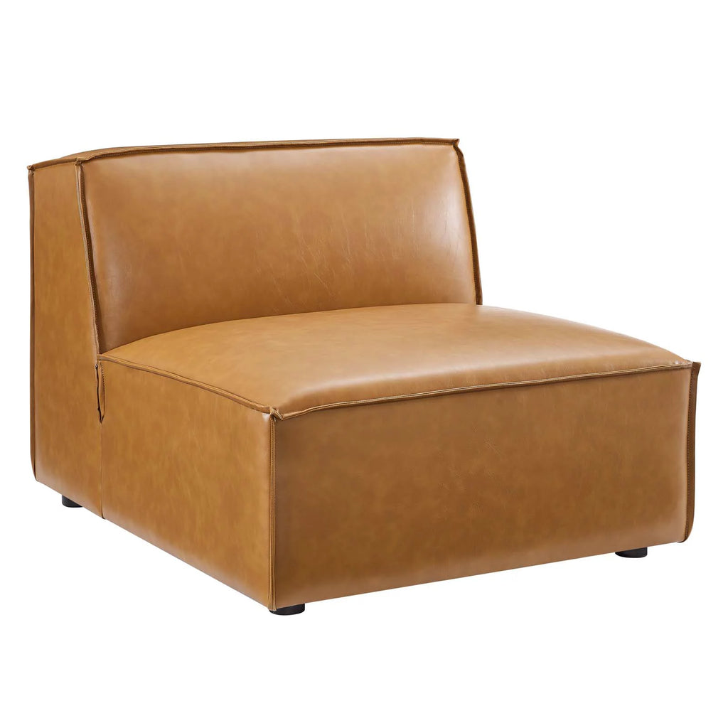 Tan 6-Piece Vegan Leather Sectional Sofa C78729