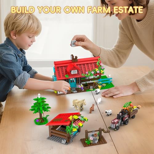 Farm House Building Set 791 Pcs with Tractor Horse Animals I743