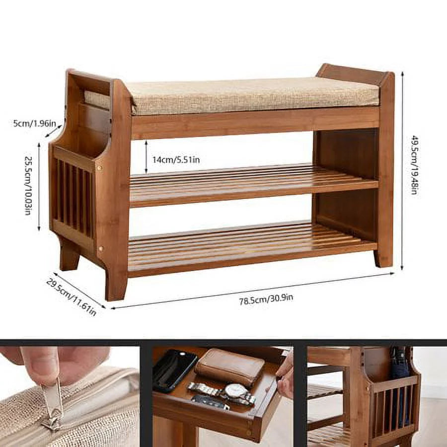 2 Tier Shoe Storage Bench with Drawer H72043