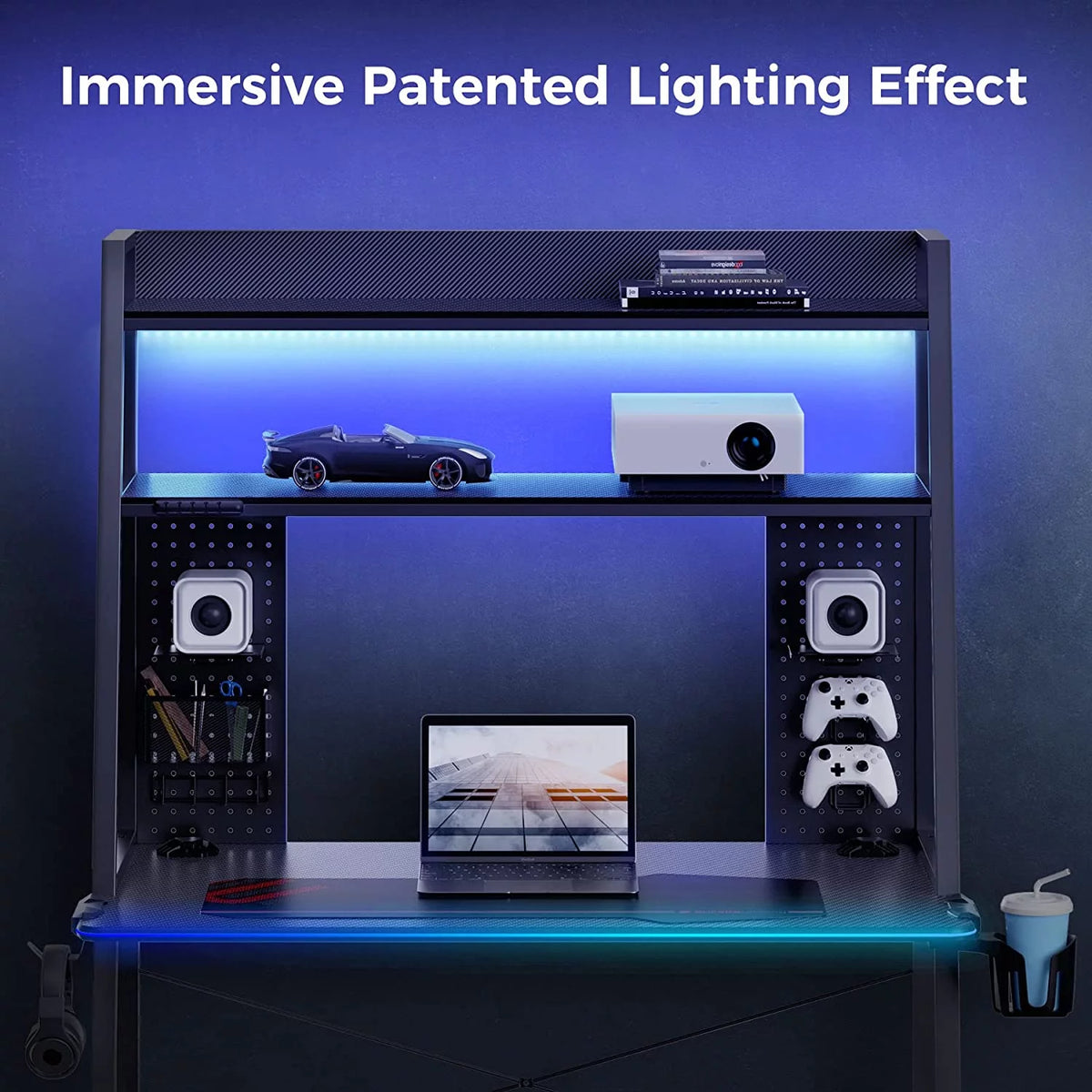 43'' Gaming Desk with Shelves F5057