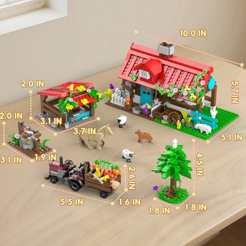 Farm House Building Set 791 Pcs with Tractor Horse Animals I743