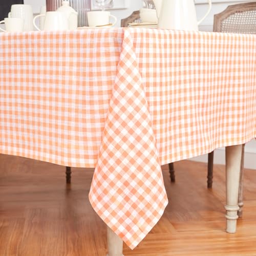 100% Pure Linen Checkered Tablecloth 60 x 132 Inch P11706
