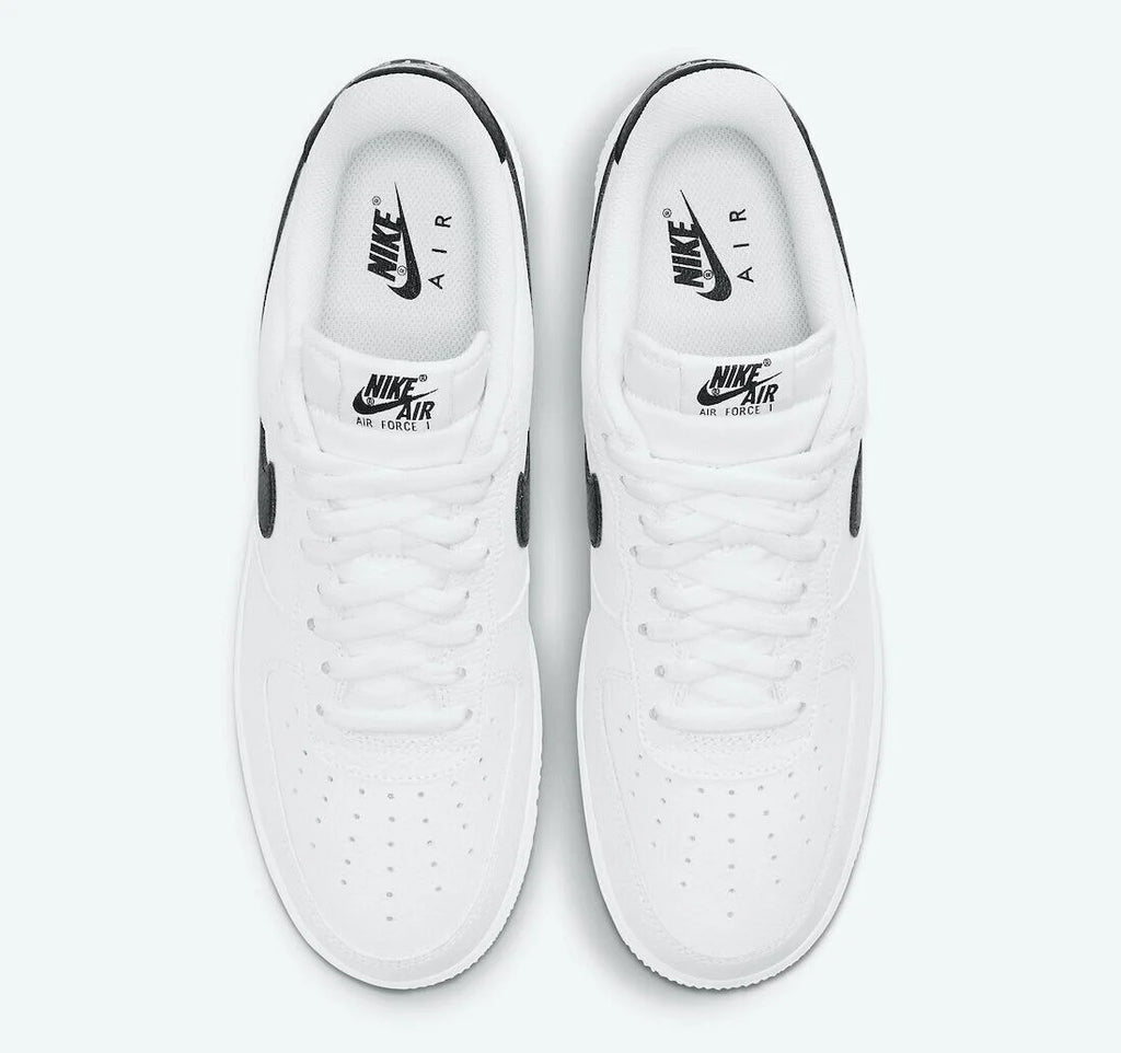 White Black Leather Sneaker Shoes V763