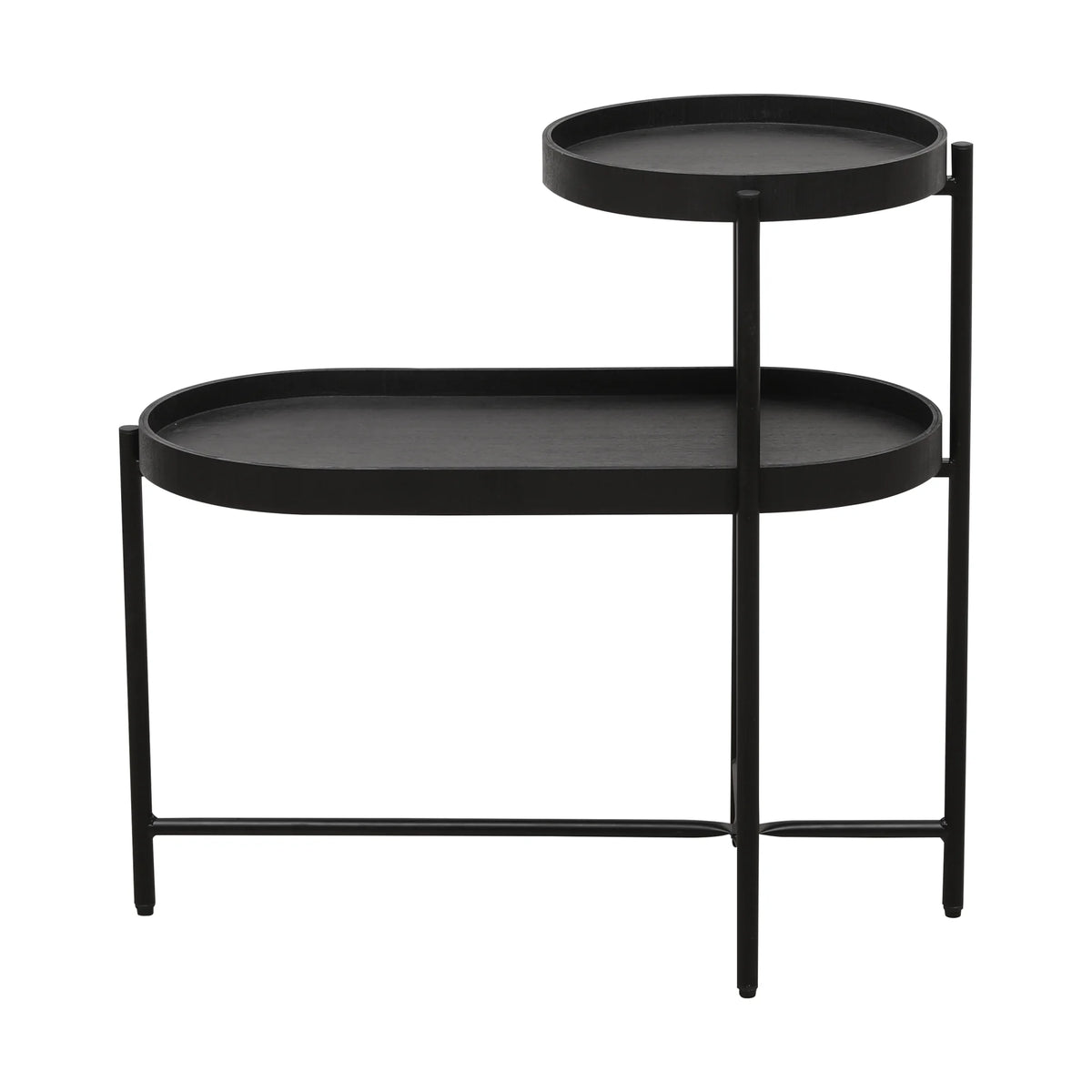 Black 2-Tier Side Table with Storage C935979