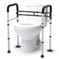 Toilet Safety Rail, 7 Adjustable Height & Width, Gray & Black D657231