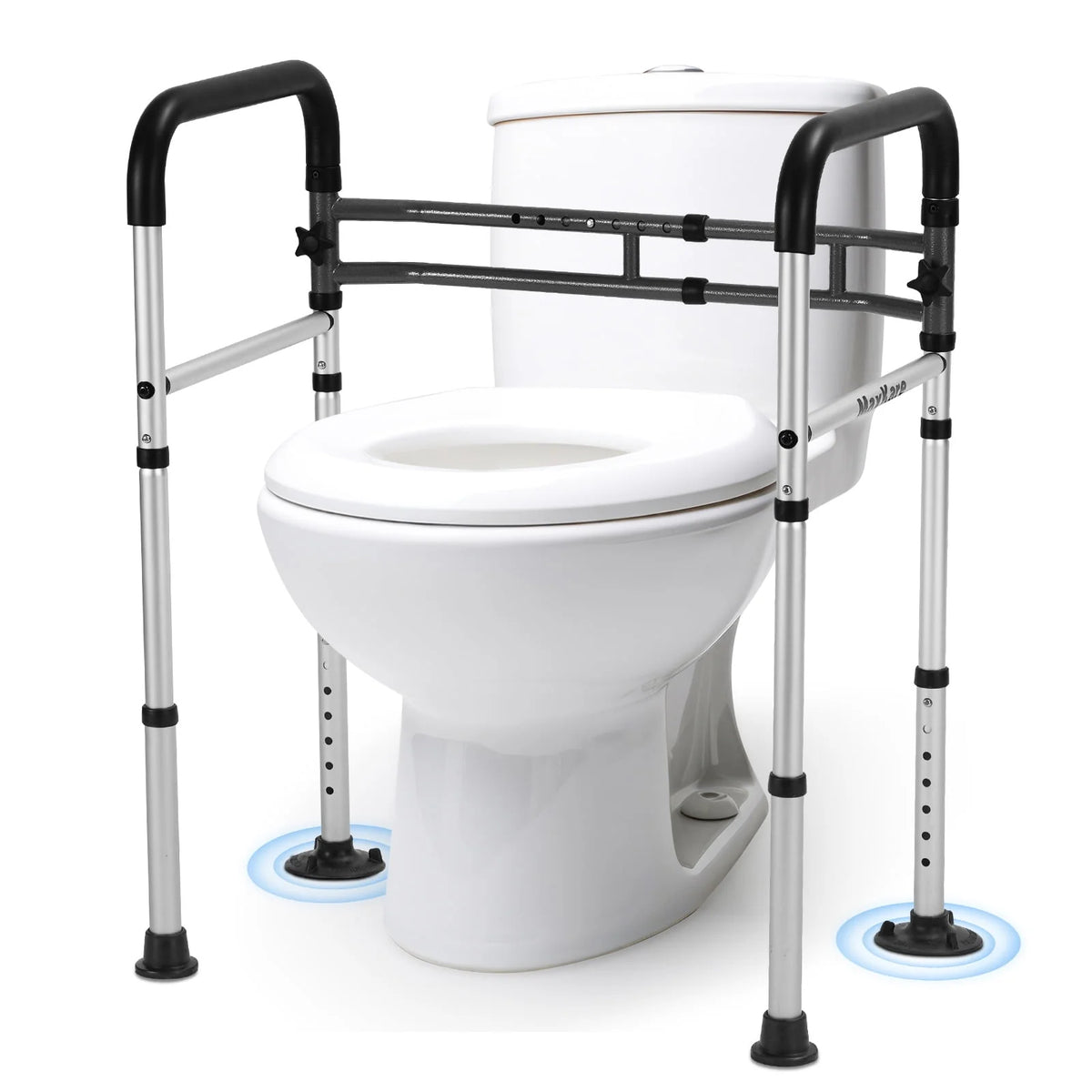 Toilet Safety Rail, 7 Adjustable Height & Width, Gray & Black D657231