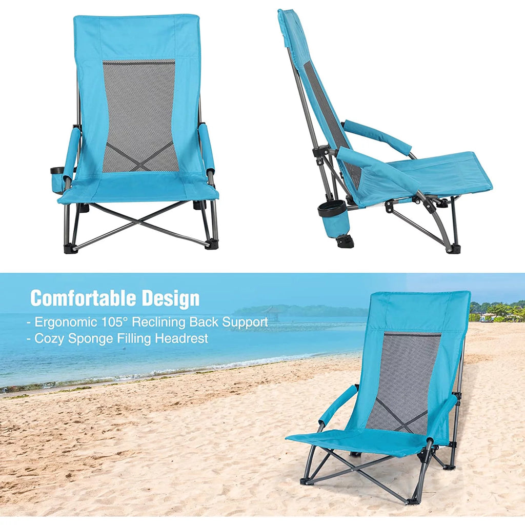 Light Blue Folding Beach Chair 2 Pack E8728