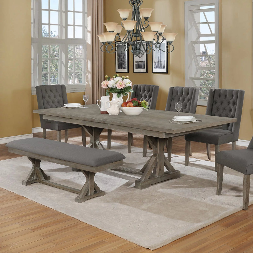 Gray Linen Dining Bench B8882
