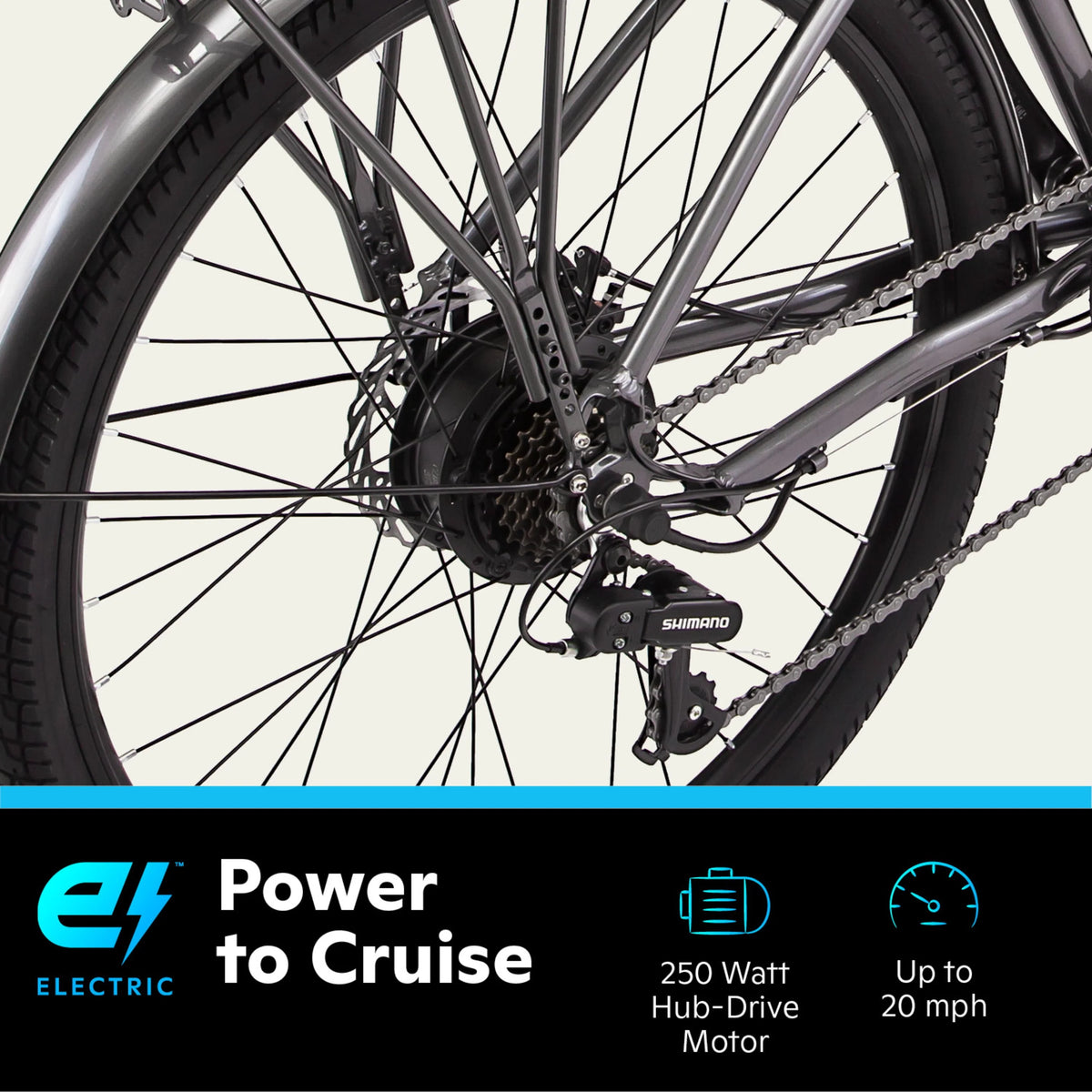 Gray 26-in. Low Step Cruiser Electric Bike Y293243