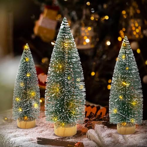 Mini Bottle Brush Christmas Trees with Lights X479853