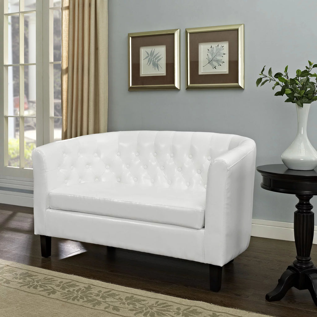 Two Seater Loveseat Sofa White X4801