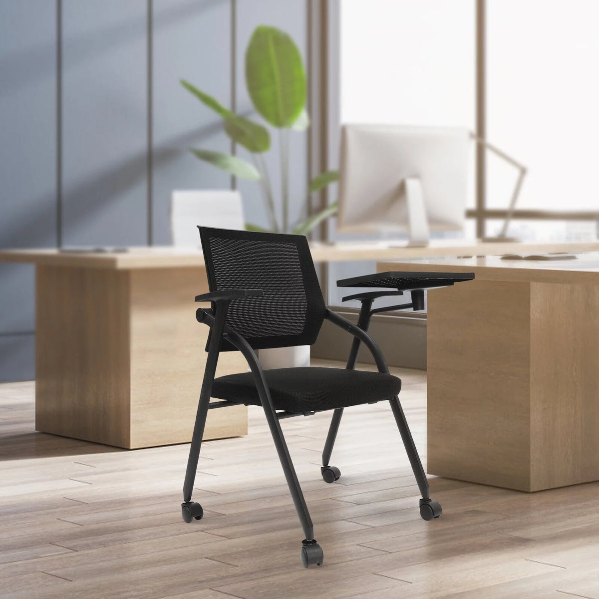 Office Reception Chair with Flip-Up Tablet Arm Q739382