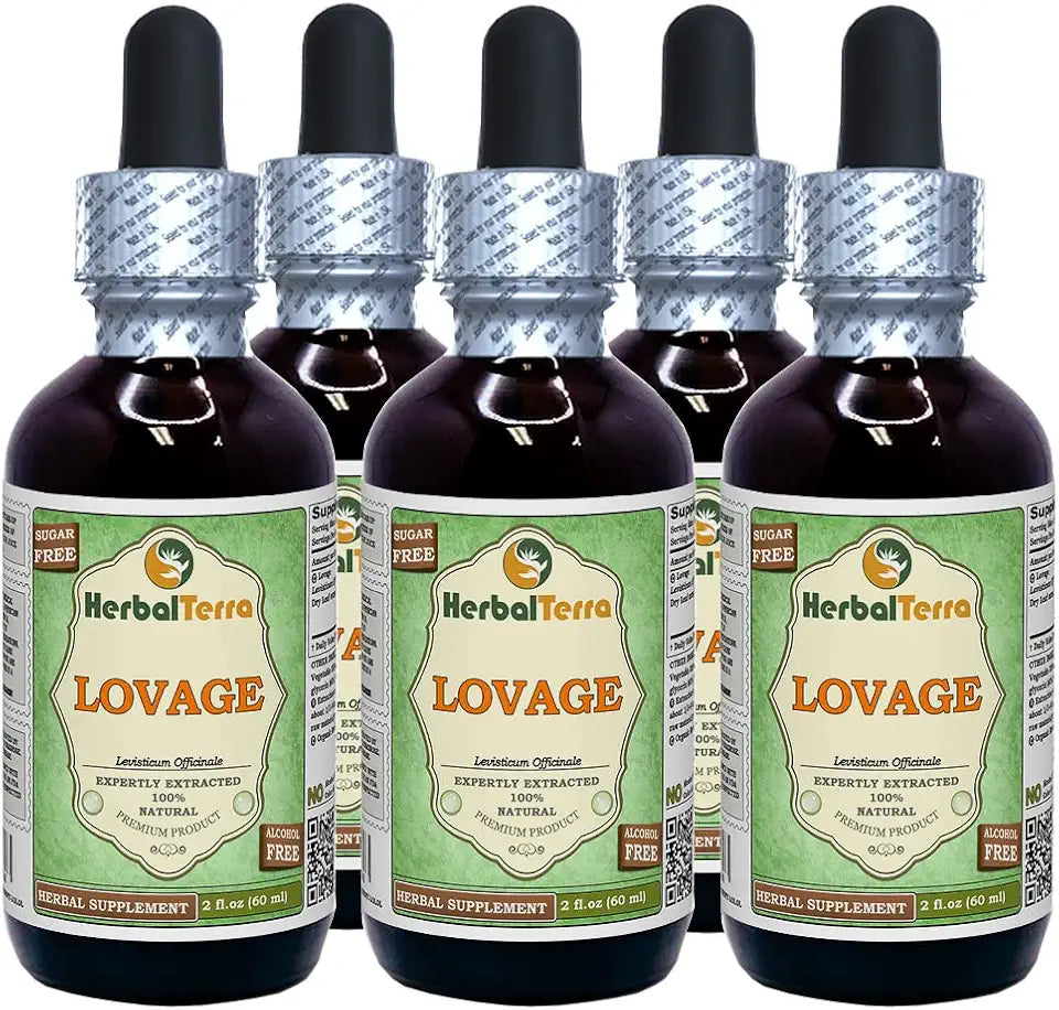 Organic Dried Lovage Alcohol-Free Liquid Extract 5x2 fl.oz D831