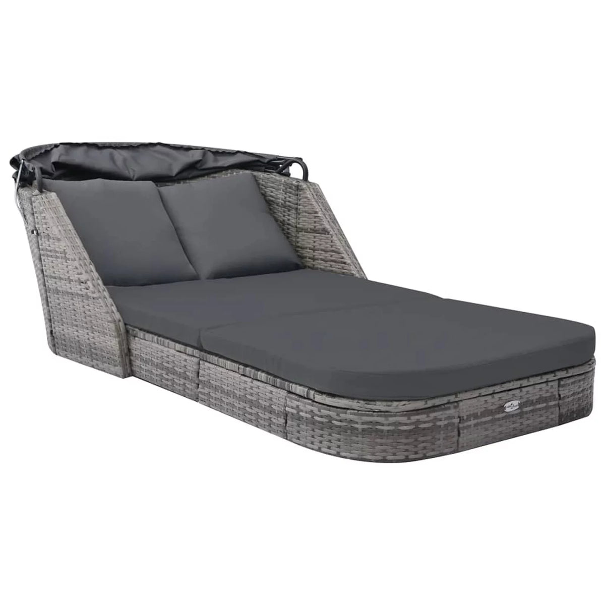 Poly Rattan Outdoor Sun Lounger with Canopy and Cushions H5555