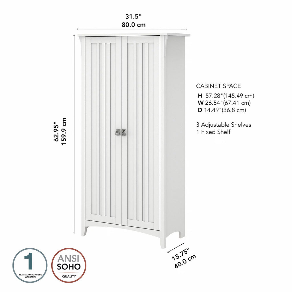 Pure White Tall Storage Cabinet with Doors J12864