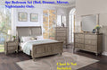Grey 4p Eastern King Size Bed Dresser Mirror Nightstand I38553