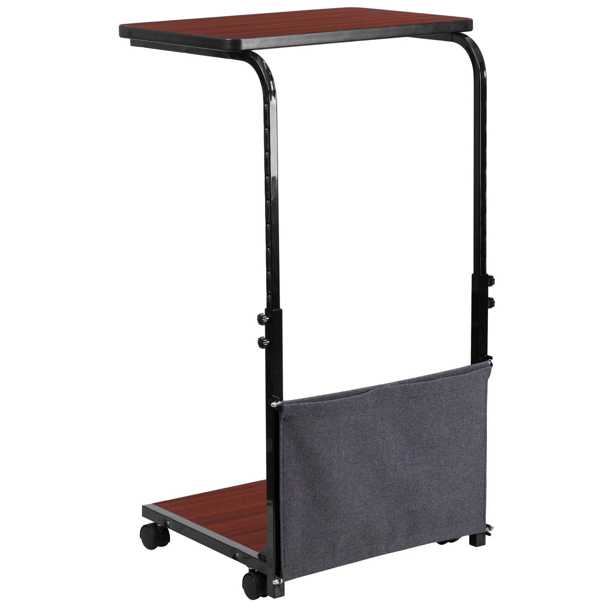 Mahogany Ergonomic Computer Desk with Removable Pouch E322