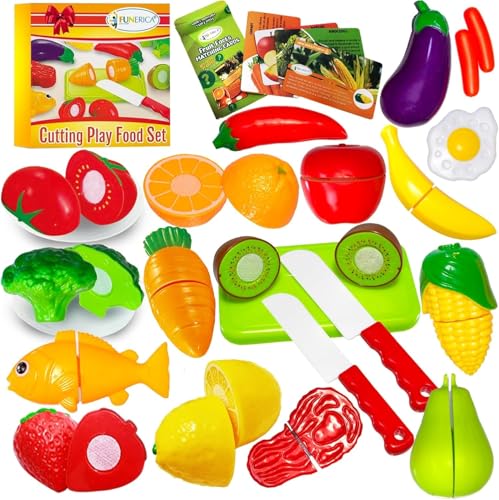 Play Food and Stainless-Steel Pots and Pans and Utensils Toy Kitchen Playset E812