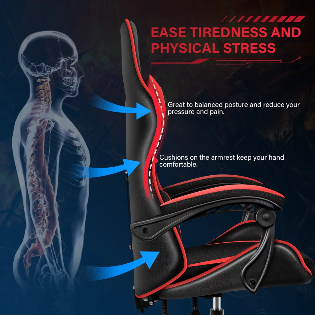 Black Red Ergonomic Adjustable Swivel Gaming Chair U45266