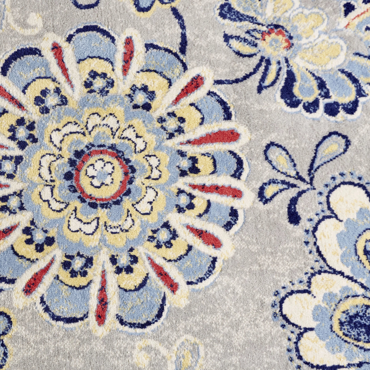 Grey/Red Bohemian Floral Area Rug 5'3"x7'2" A52027