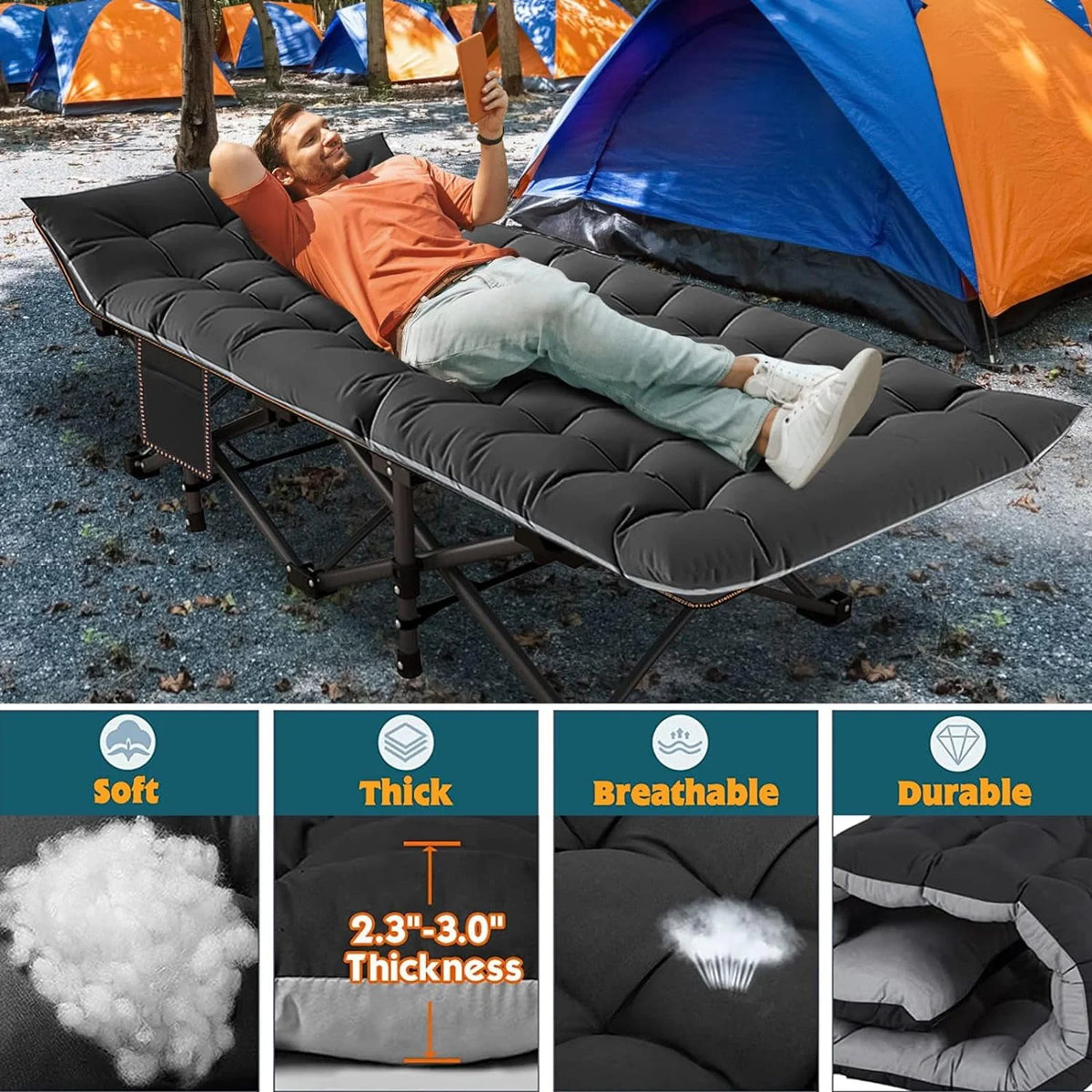 Folding Camping Cot 2 Pack with Carry Bag Z907006